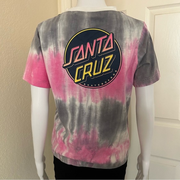 SANTA CRUZ Skateboard Contra Dot Pink Gray Tie Dye short sleeve Tee Shirt- small - Picture 2 of 8